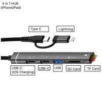 MULTICOLOR MC-019E LİGHTNİNG+TYPE C TO COMBO USB HUB 5 İN 1